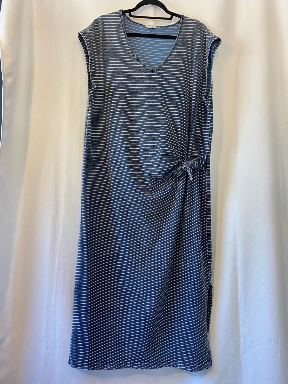 Jane And Delancey Nautical Stripped V-Neck Side knit Maxi Dress Side Slits XL